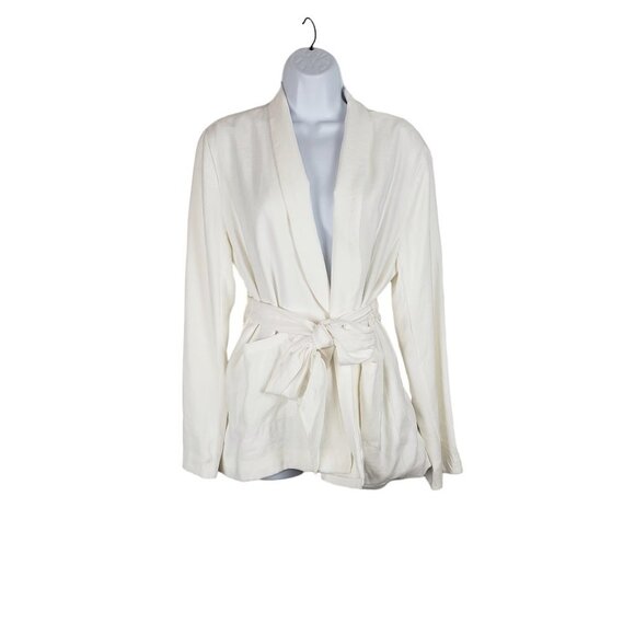 L'Academie Revolve Castaway Belted Blazer White Wrap Jacket Size Medium - Picture 15 of 15